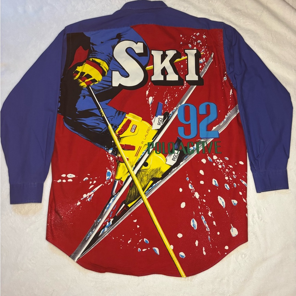 Polo by Ralph Lauren Red & Blue Ski Graphic Button-Down Shirt